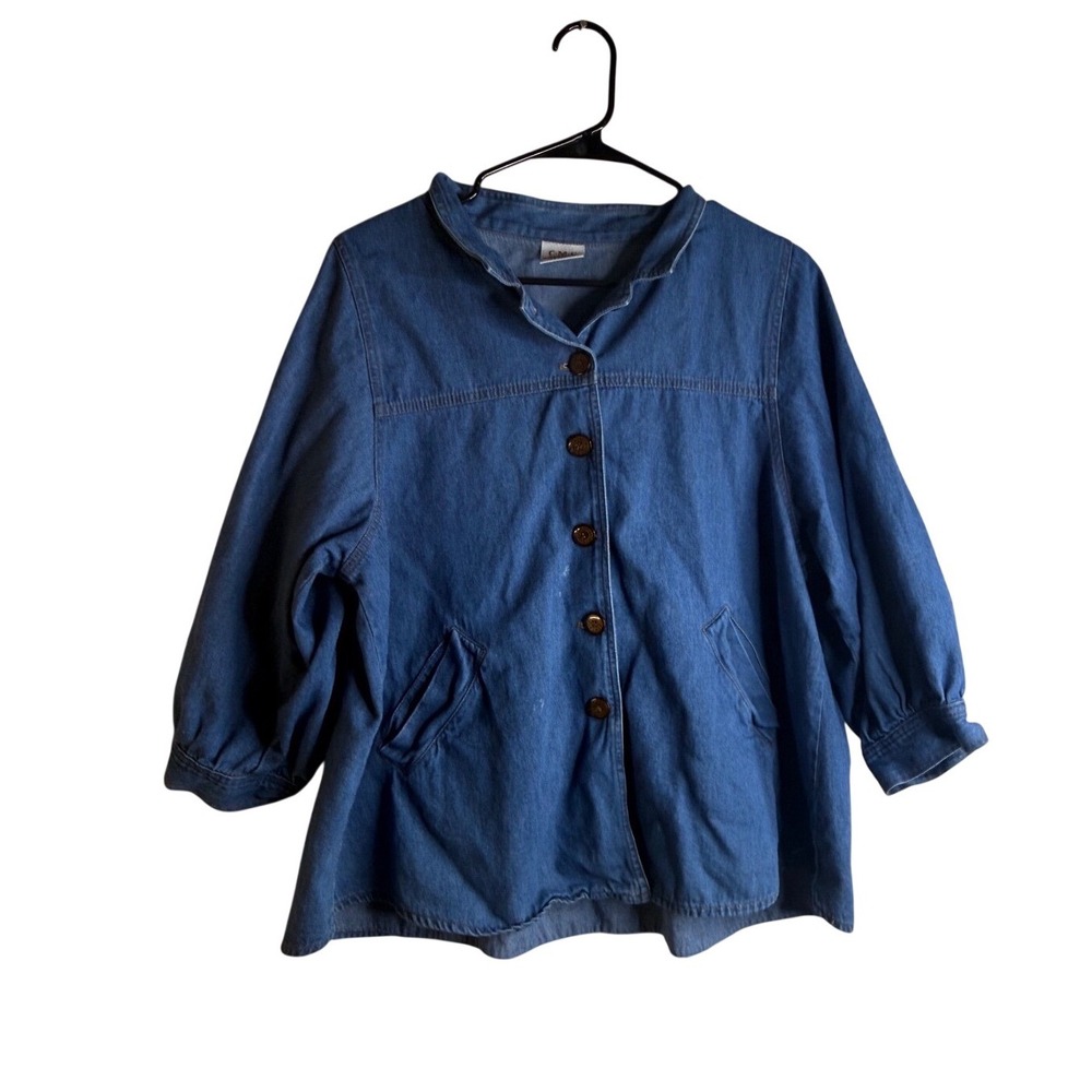 C.M.C. Color Me Cotton Women Large Denim Shirt Jacket USA Button Down Vintage